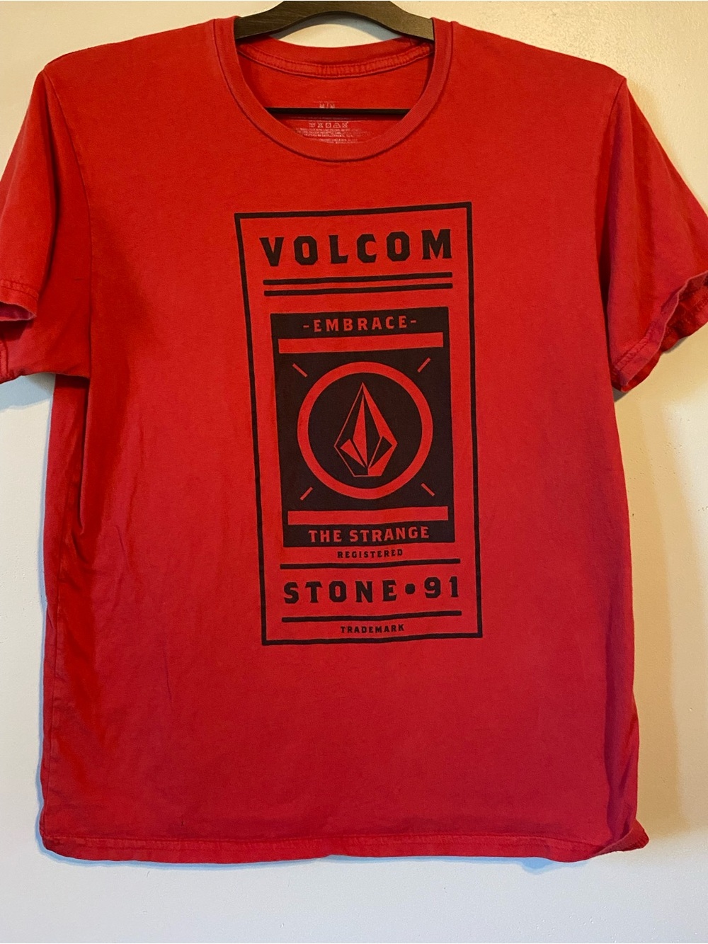 Volcom Red Short Sleeve Tee with Black Graphic Logo